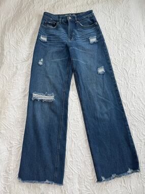 Rewash Super High Rise Wide Leg Distressed Jeans Size 26